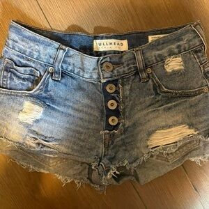 Bullhead Women's Button-Fly Jean Shorts - Blue